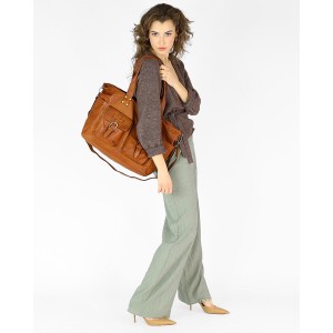 11B. Praktische Handtasche Schultertasche für Damen im Schwarz & Braun aus echtem italienischen Leder